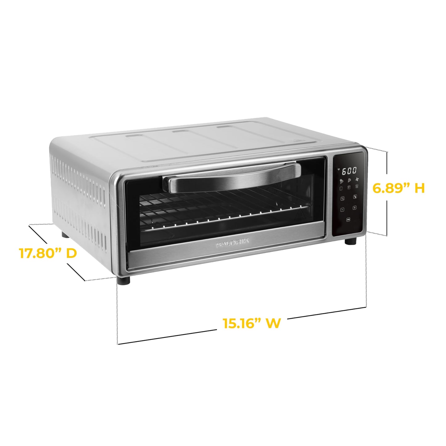 Kalorik MAXX Air Fryer Pizza Oven with Stone, Turbo-Heat Technology Up To 600F Featuring Touchscreen Controls with 6 Preset Functions Fits 12-Inch Pizzas, 1700-Watts, Stainless Steel