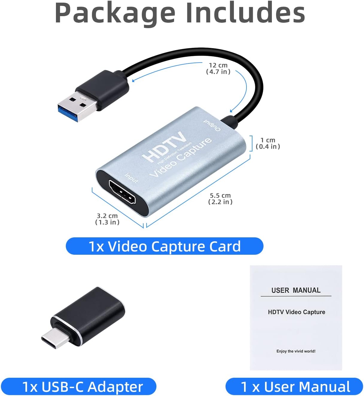 Mcbazel 4K 1080p 60fps 3.0 OBS/PS5/Switch/PC/Mac HDMI Video Capture Card USB C, Video Capture Device for Live