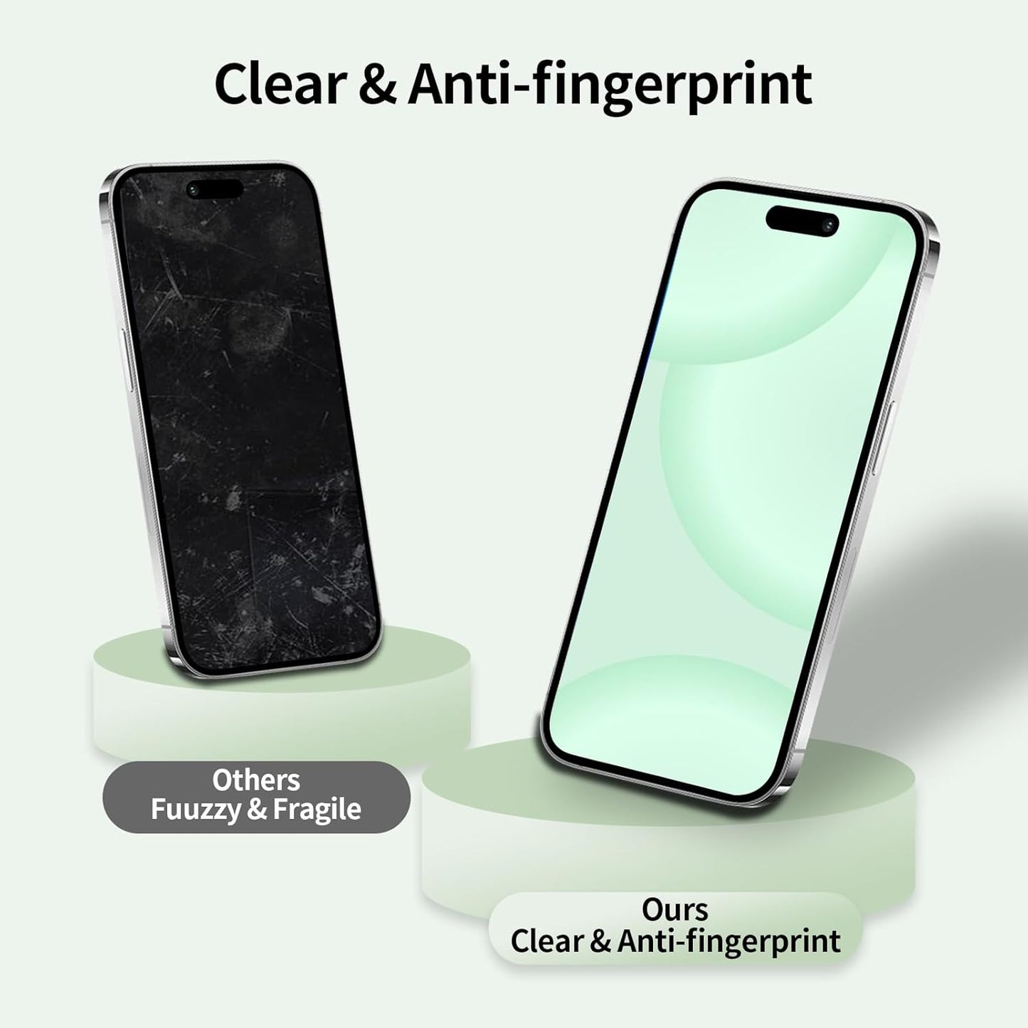 3Pack 16 9H BLEUM CADE Screen Protector for iPhone Plus with Installation Frame, Anti-Fingerprint Hardness Tempered