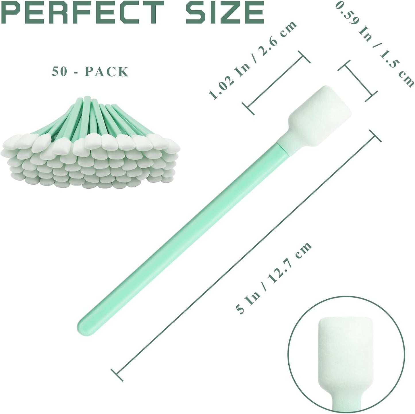 Brvlsoc 50PCS Foam Cleaning Swabs Anti-Static Lint-Free Applicators for Printers, Cameras, Optical Lenses & Electronic