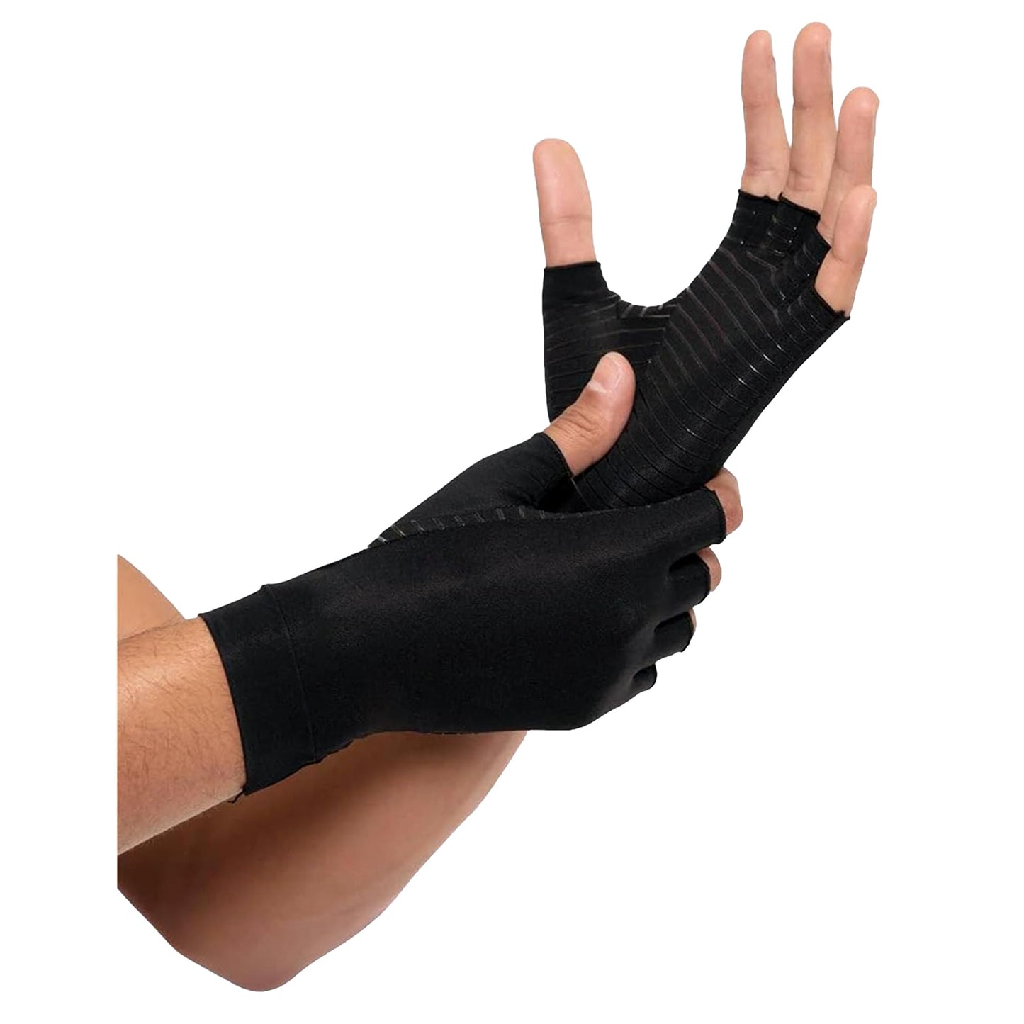 LingFei Compression Gloves for Arthritis Hands, Carpal Tunnel Pain Relief & Swelling - Bamboo Copper Infused Fingerless Gloves for Women & Men, Day & Night Wear for Typing, Crocheting, Support(M)
