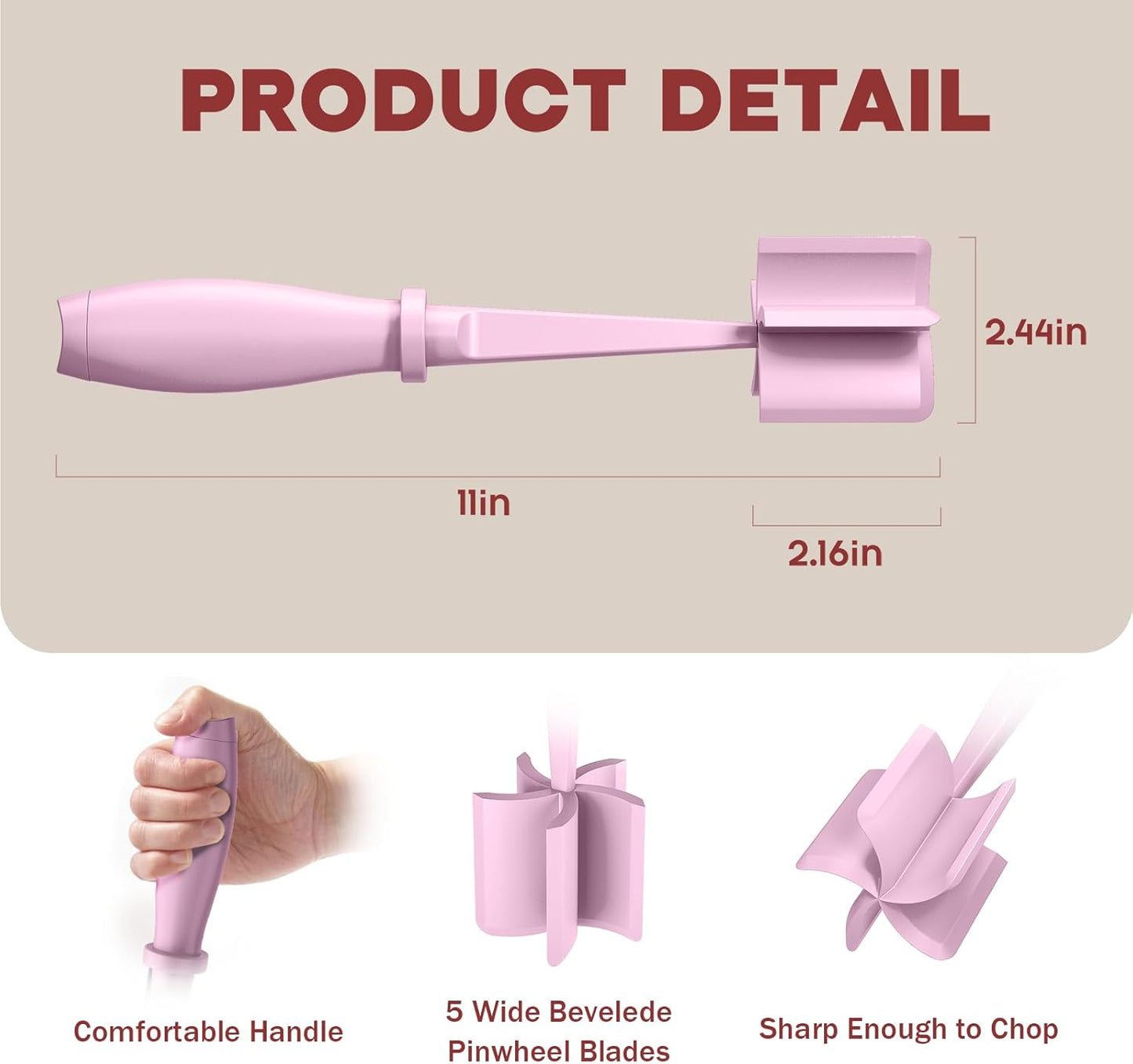 Skiennix Meat Chopper Set - Premium Heat Resistant Hamburger Grinder | 2 Pcs Pink Smasher Tool