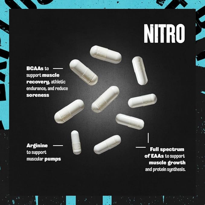 Animal Nitro EAA - Post-Workout Recovery and Repair, Supports Lean Muscle Growth, Complete Spectrum of Essential Amino Acids & BCAA Supplement for Men and Women, 44 Packs