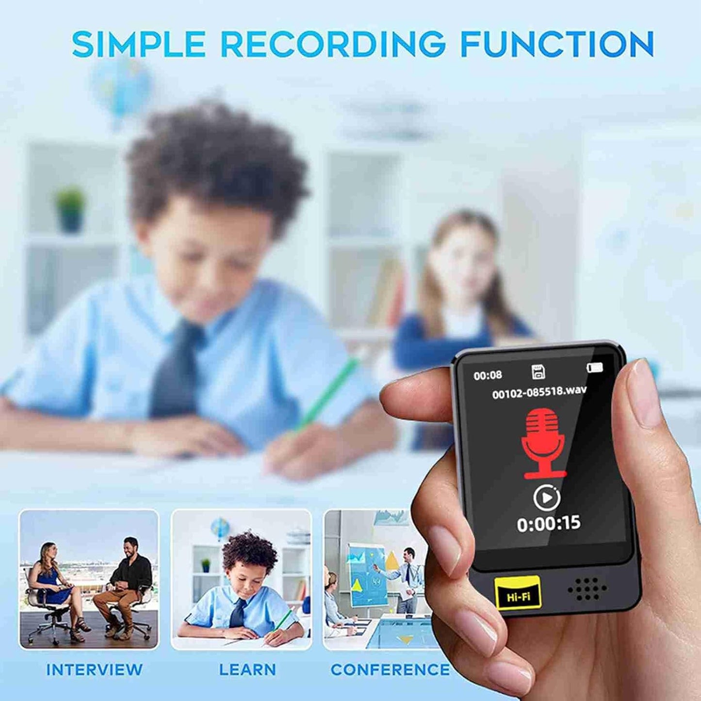 SENECESLI MP3 MP4 Mp3 Player with Bluetooth, Music Player with USB Charging, HiFi Sound Quality, Digital Music Player