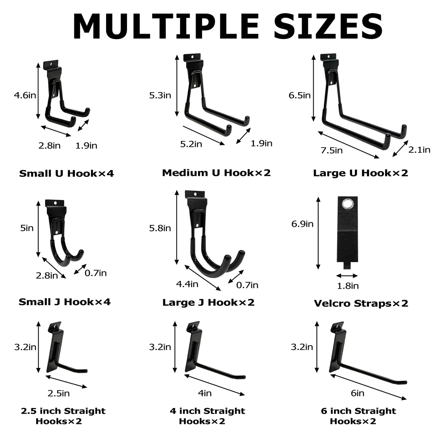KOFANI Slatwall Accessories, 22 Pack Heavy Duty Steel Slatwall Hooks, Multi-Size Slat Wall Hanging Hooks for Ladders, Bikes, Garage and Garden Tools (ProSlat & Slatwall Panel Compatible)