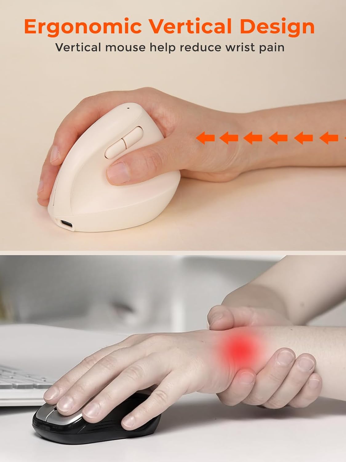 DAREU Hands,2.4GHz Strain,3 Ergonomic Vertical Wireless Mouse for Small / BT Optical Vertical Mice with Ergo Design