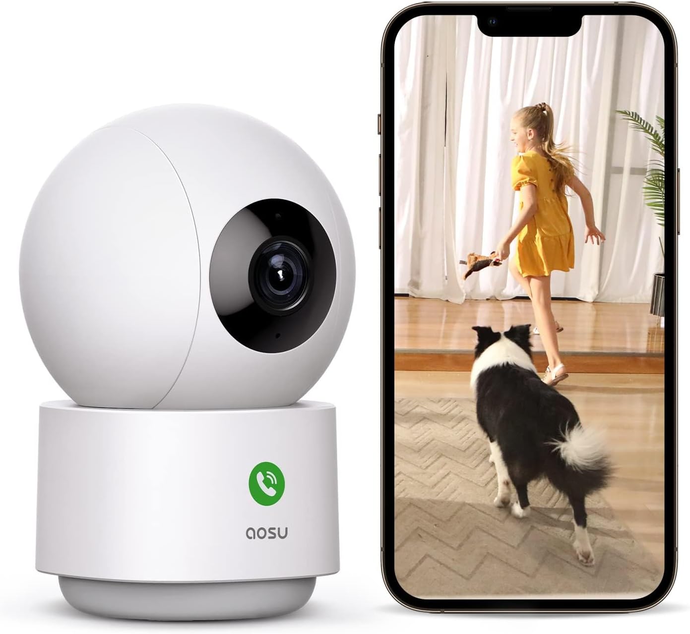 aosu 2K 360-Degree 2.4 Security Camera Indoor, Baby Monitor Pet Camera for Home Security with GHz Wi-Fi Router