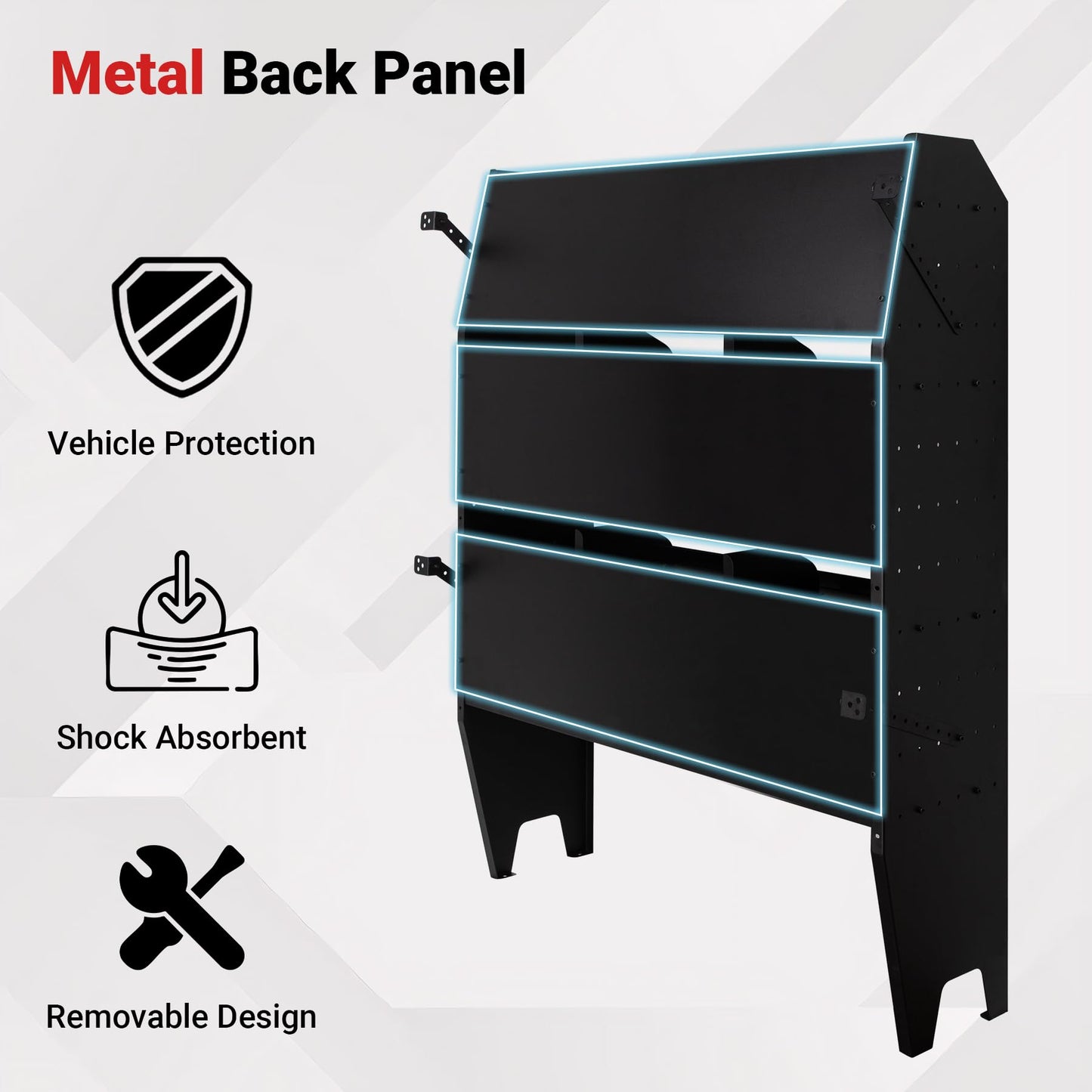 Eastrexon Van Shelving w/ 1000LBS Capacity, Heavy-Duty Steel Cargo Storage System, Universal Fit Ford Transit/RAM ProMaster/Chevy Express/Nissan NV/Sprinter, 32" W x 60" H x 13" D