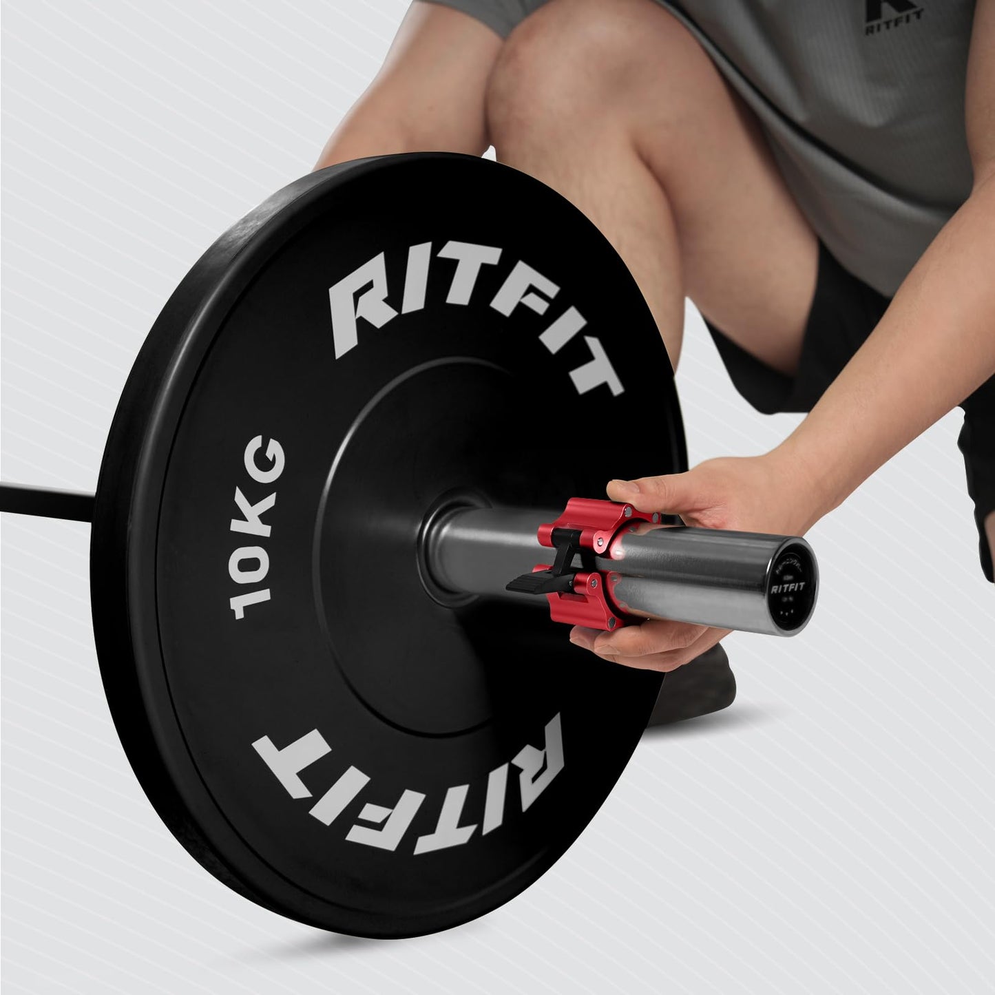 RitFit 2-Inch Magnetic Barbell Collars Locking Clamps - Heavy Duty Aluminum Alloy, Quick Release with Non-Slip TPR Pads for Olympic Weightlifting Powerlifting Training (Pair)，Red