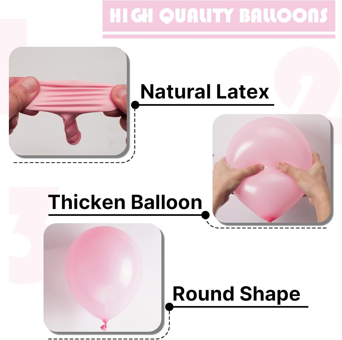 PartyWoo Light Pink Balloons - 50 Pcs 12 Inch Pearl Latex Helium Balloons for Baby Showers & Parties