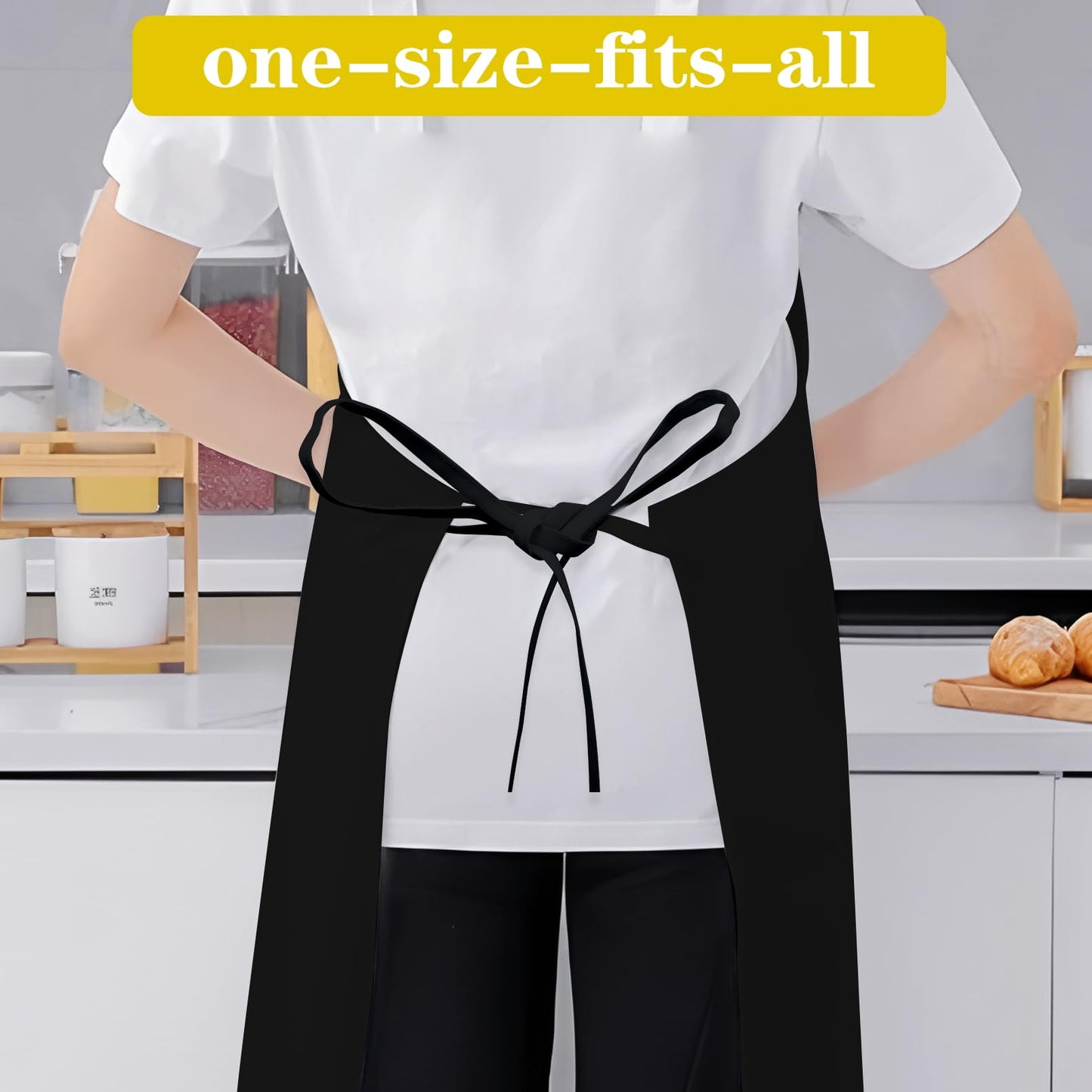 Cabaubl 12 Pack Black Bib Apron,Unisex Bib Aprons Bulk,Chef Apron without Pockets,Washable Kitchen Aprons for Women Men Kitchen Cooking, Crafting Painting, BBQ(Black)