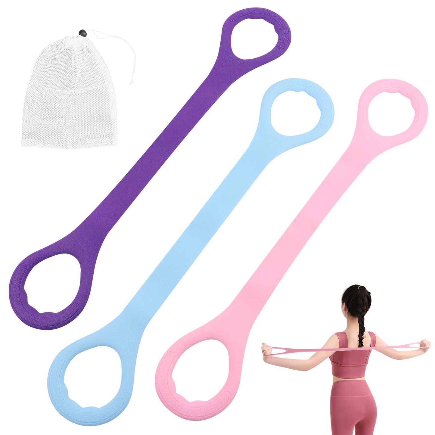 Figure 8 Fitness Resistance Band, 3pcs Arm Back Shoulder Exercise Bands Training Elastic Ropes for Working Out, Exercise Equipment for Physical Therapy,Yoga,Pilates, Stretching