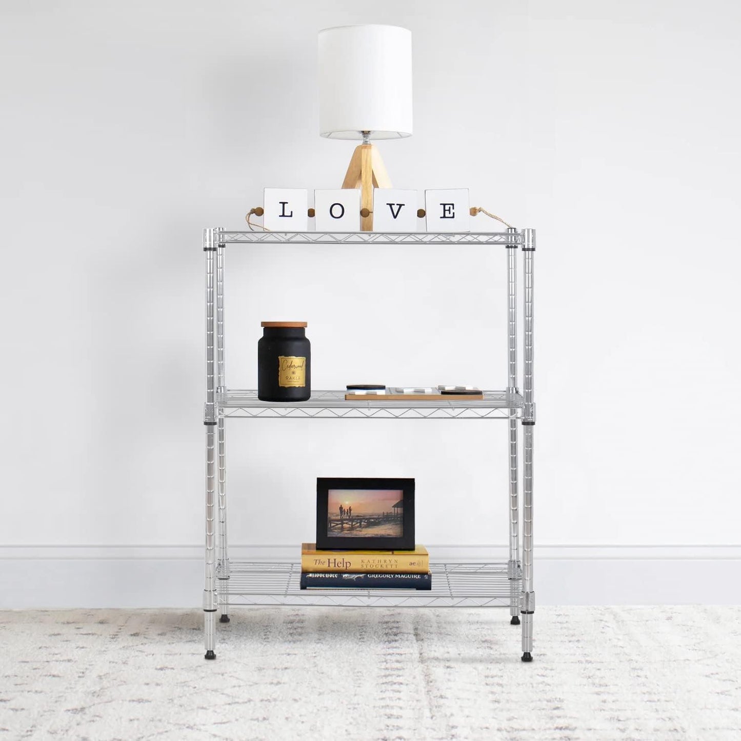 BestOffice Adjustable Metal Storage Shelves - 3-Tier Wire Shelving Unit | 450Lbs Capacity, Chrome Finish