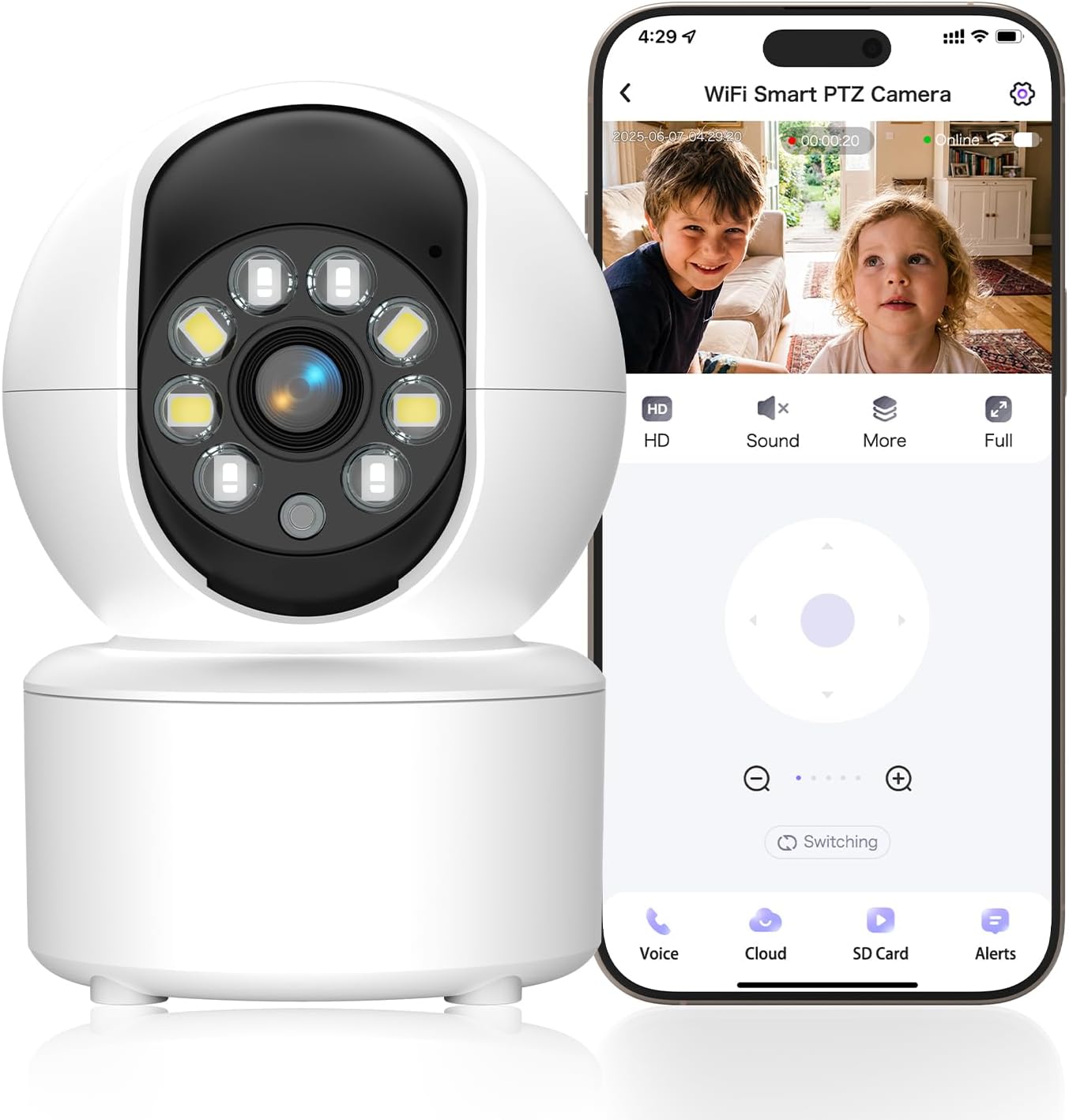BROTEX 2.4GHz 360 (1Pack) Indoor Security Camera, Wireless Camera for Baby Monitor, PTZ Pet Camera for Home Security