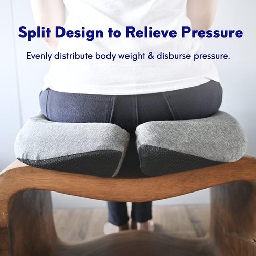Cushion Lab Pressure Relief Seat Cushion - Extra-Dense Memory Foam for Comfort | Black for Office & Home Use