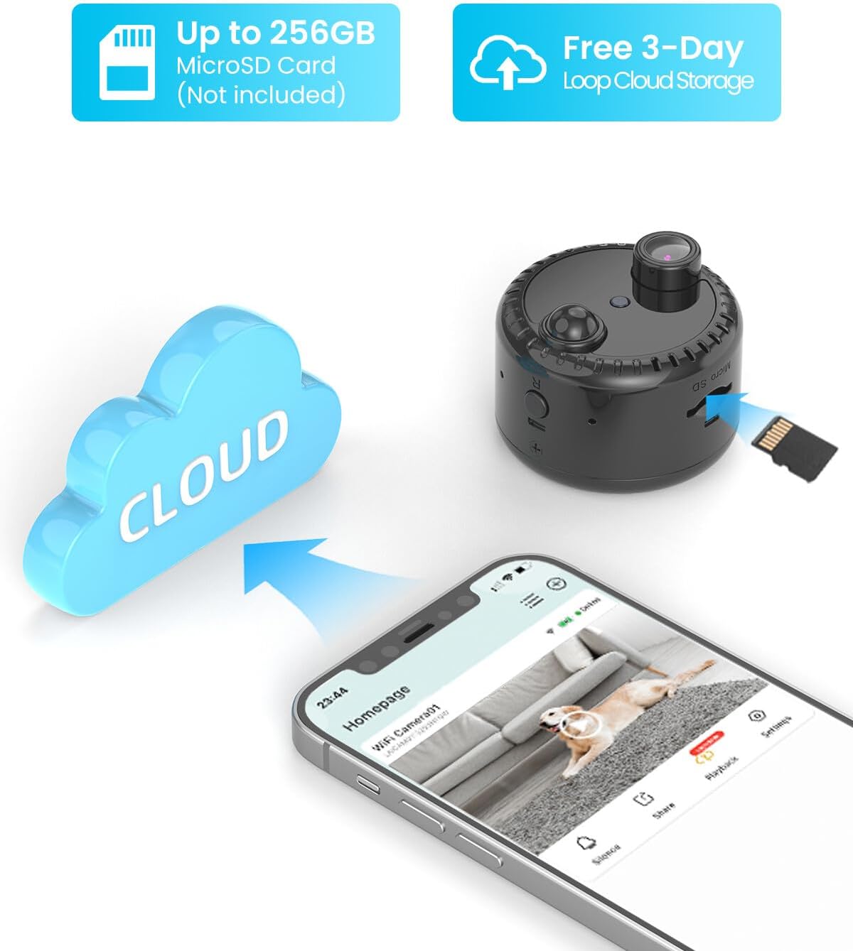 VIDCASTIVE 4K Mini WiFi Indoor Camera Wireless Nanny Cam with Night Vision, AI Motion Detection, Long Battery Life