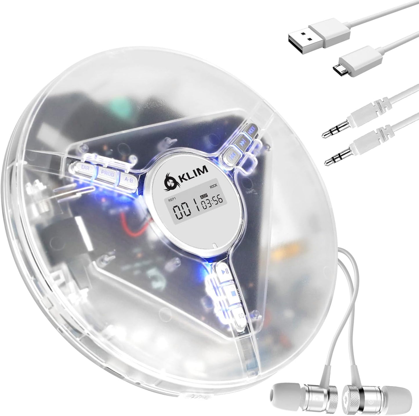 KLIM Discman MP3, 5 Portable Player with Headphones, Built-in Battery - New - Compact CD Player for Home and Car