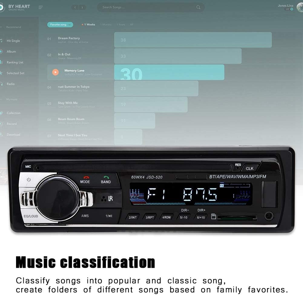 Zerone 4 60W MP5 MP3/MP5/USB x Car Radio Stereo Bluetooth Player Single Din Dual USB Hands- Car Stereo Support LCD