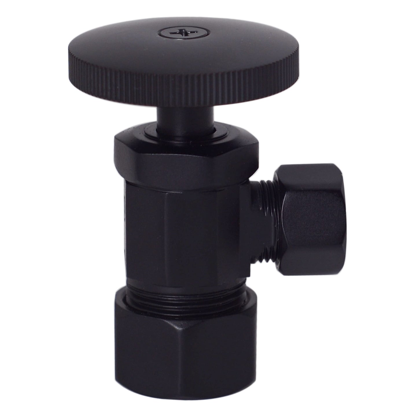 Westbrass A105KBN-62 5/8" x 3/8" OD x 20" Bullnose Riser Supply Line Kit with Round Handle Angle Supply Shut Off Valve for Faucet, Matte Black
