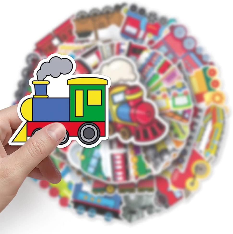 Jukome |50Pcs Train Stickers Train Waterproof Vinyl Decals for Water Bottles Bicycle Laptop Refrigerator Luggage