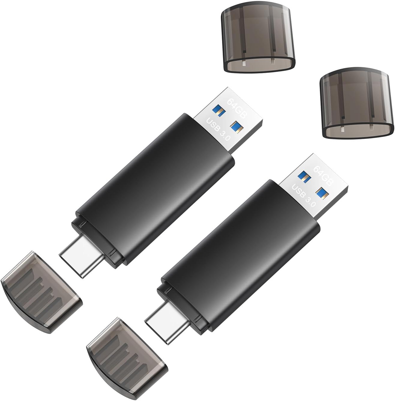 JOIOT 64GB 3.0 2-in-1 (2 Pack) USB C Flash Drive Dual USB Flash Drive Type C + USB A Portable Type-C Flash Drive USB-C