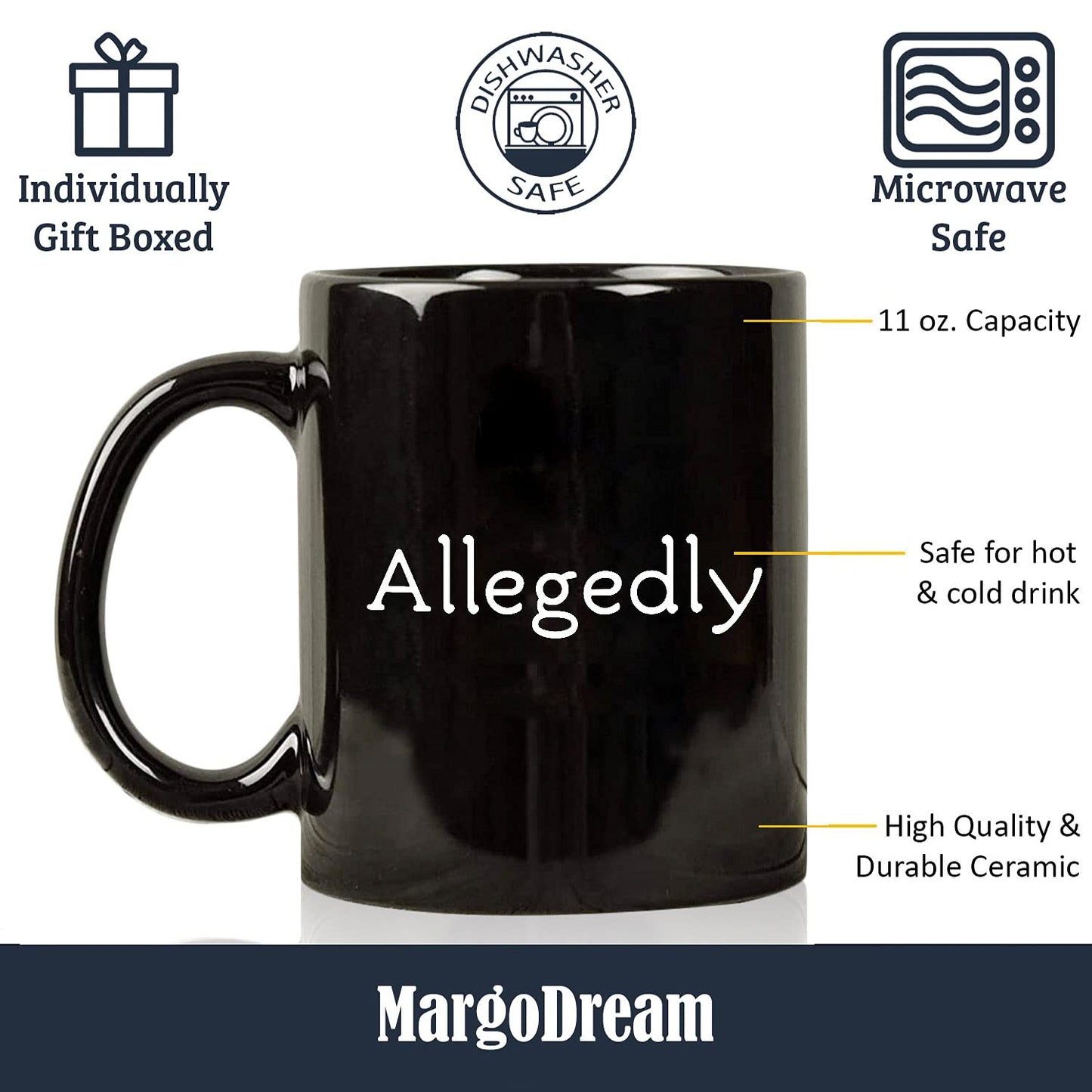 MargoDream Lawyer Gifts Appreciation Funny Mug Allegedly Coffee Cup Gift For Men For Woman Black 11 Oz