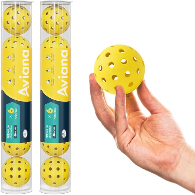Aviana Outdoor Pickleball Balls - USAPA Approved for Tournament Play | Durable 40-Hole Design | Ideal for All Skill Levels | 6, 12 & 48 Packs