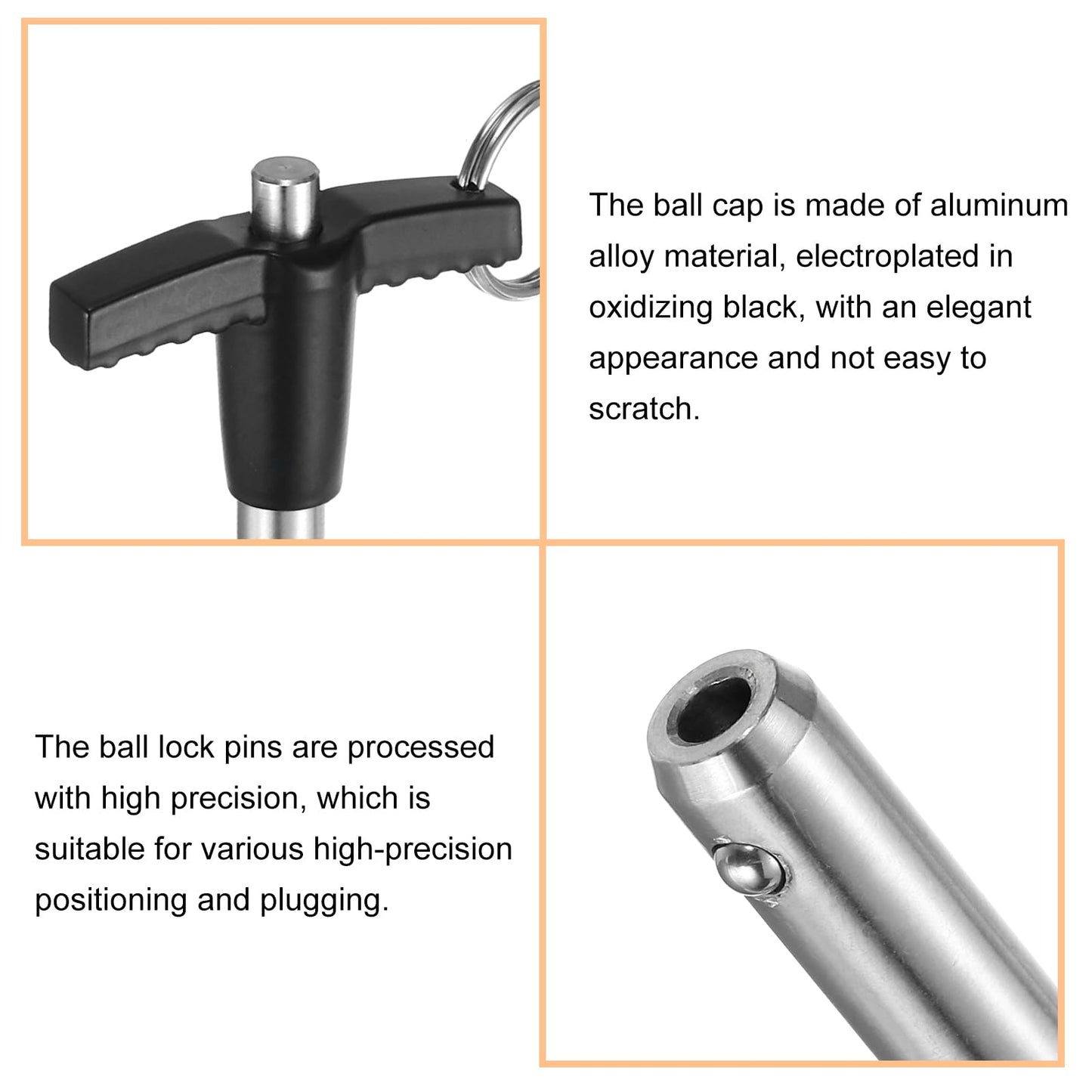 uxcell 2Pcs T Handle Lock Pins, 8mm x 30mm Usage Length Stainless Steel Push-Button Quick Release Pin