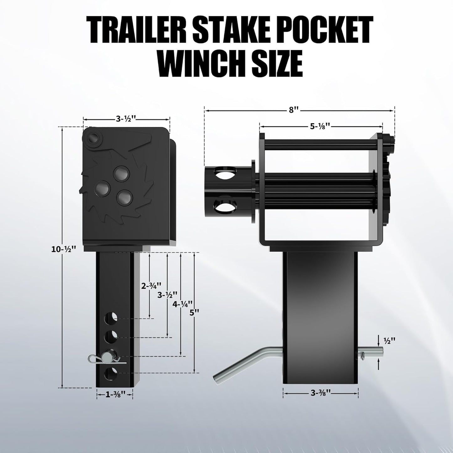 Trailer Stake Pocket Winch, 16200 LBS Capacity Heavy Duty Steel Trailer Winch with 4 Cotter Pin Holes, for Flatbed Trucks Winches, 6 Pack