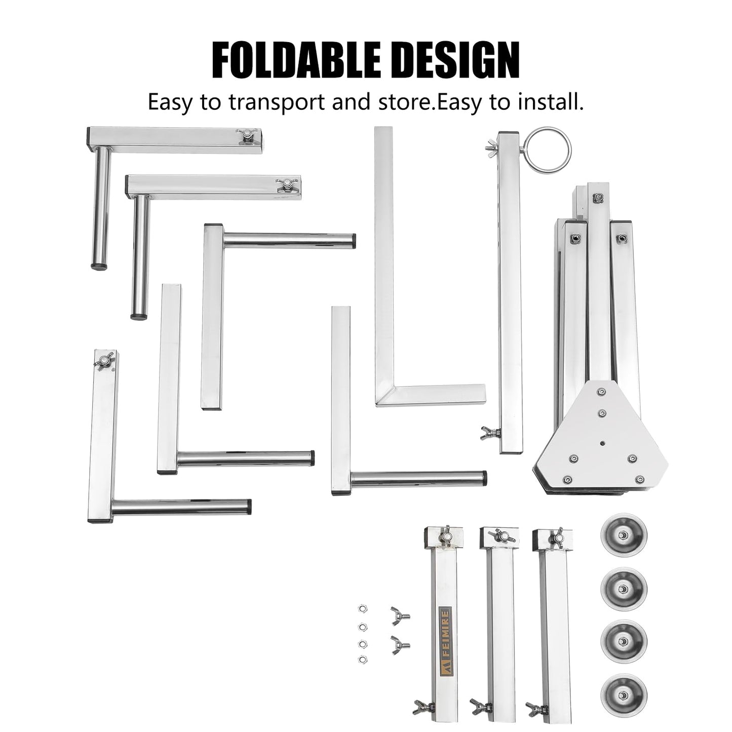 FEIMIRE Heavy-Duty PEX Tubing Decoiler, Versatile 304 Stainless Steel Stand for Uncoiling Radiant Heat Pipes, Water Lines, and Cables, Smooth Dispensing Action for Tangle-Free Work