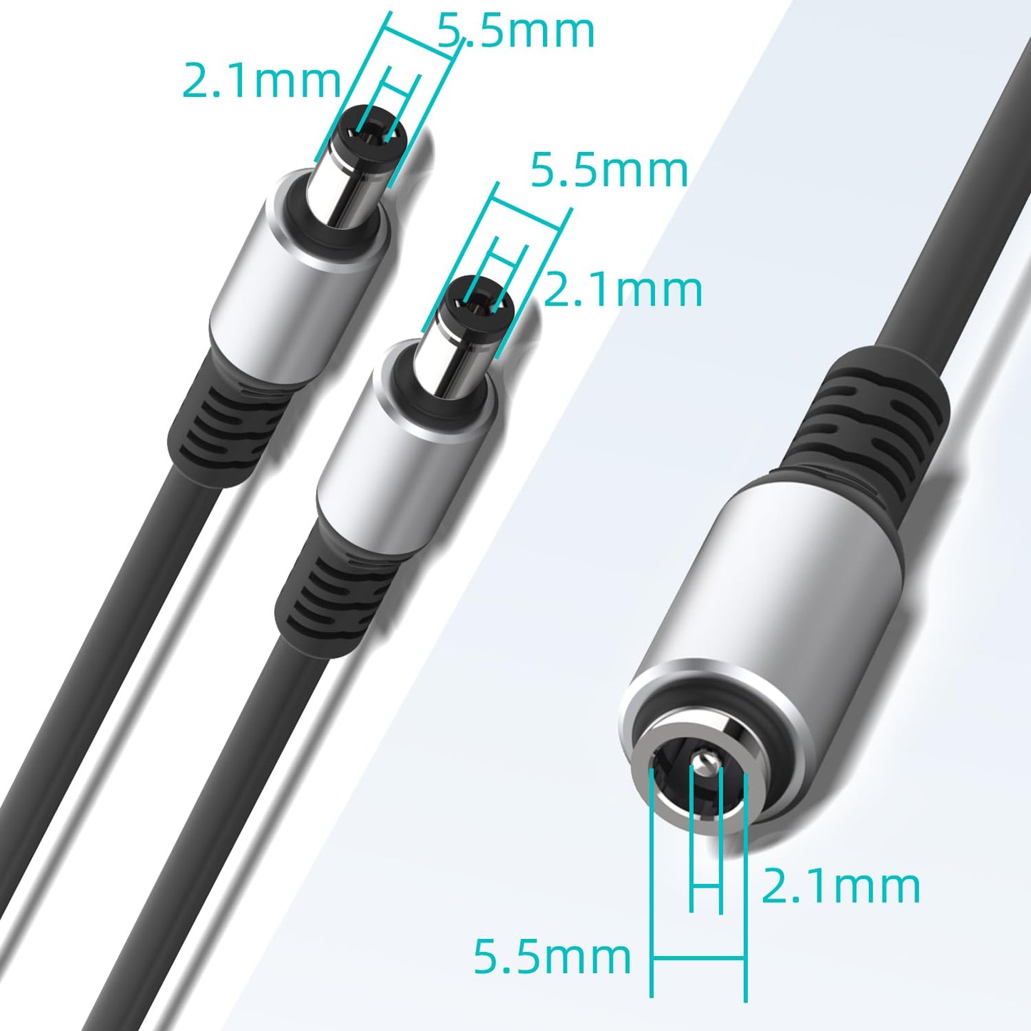 sovunis 1 2 5.5mm 2.1mm 50cm DC Y Splitter Cable Female to Male, x DC Power Extension Adapter Cable for CCTV