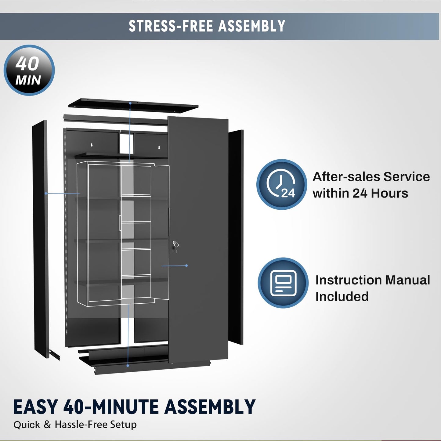 HOMOFFICE Metal Garage Storage Cabinet with Lock, 71" Tall Steel Storage Locker with 4 Adjustable Shelves, Heavy Duty Metal Cabinet for Garage, Office, Home, 31.5”W × 16.5”D, Black