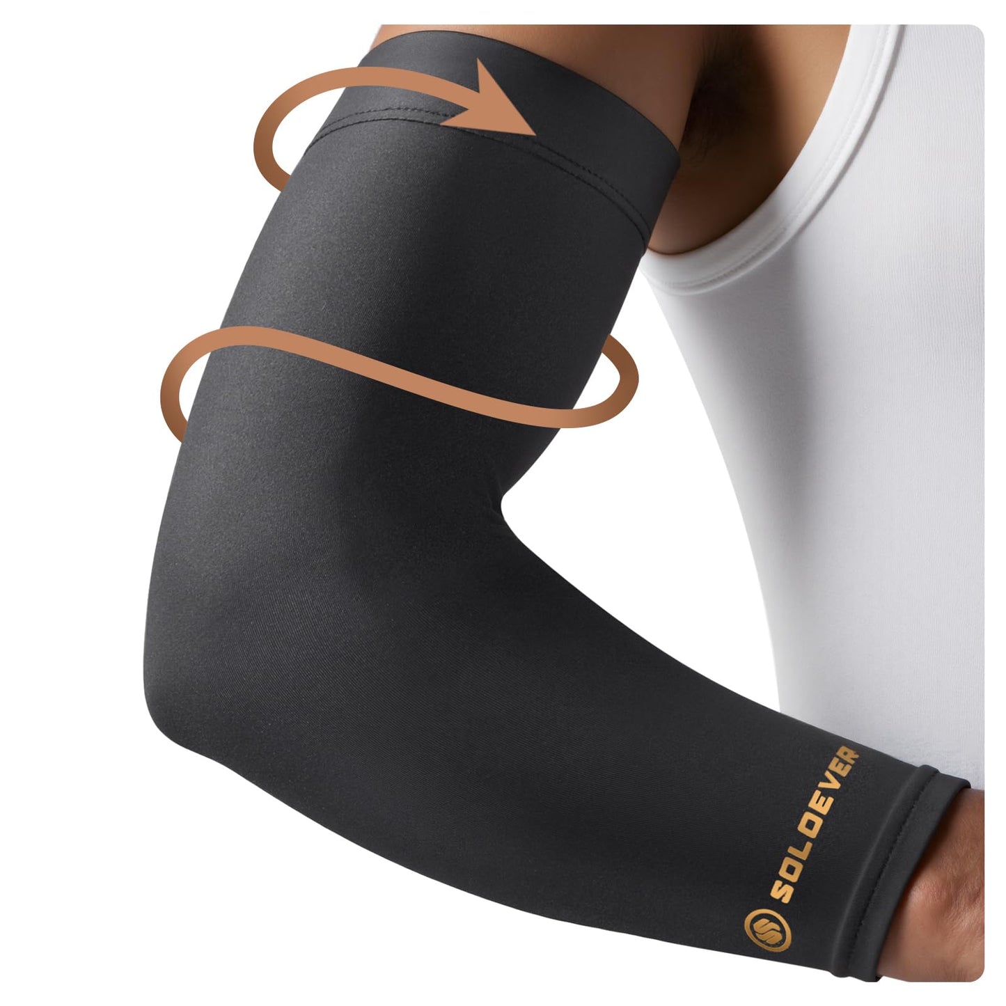 [360° Full Compression] Copper Arm Sleeves for Men & Women, [Ultra Breathable] Arm Brace for Forearm, Bicep, Triceps, Tennis Elbow, Basketball, Golf, Arthritis, Tendonitis, Bursitis (Black, L/XL)