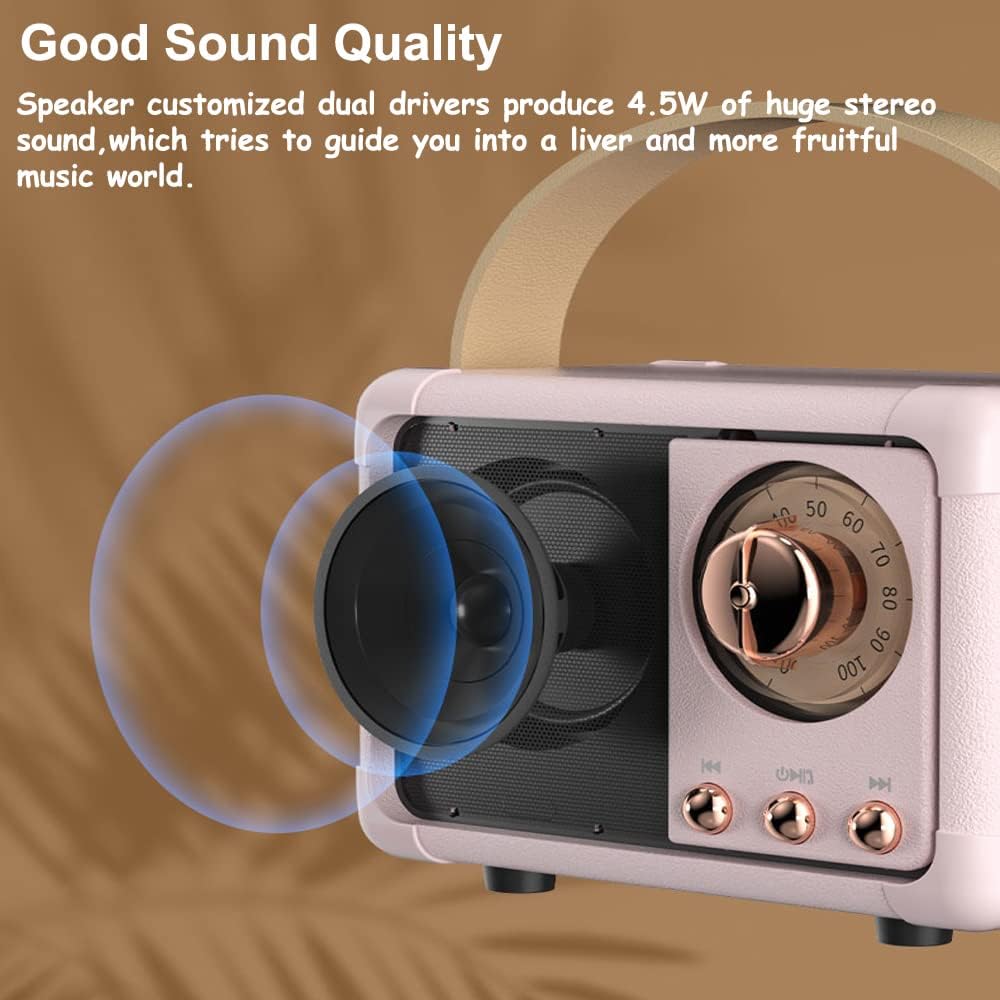 Baolira Retro Bluetooth Speaker, Portable Wireless Speaker with Crystal Clear Stereo Sound Rich Bass, Best Birthday
