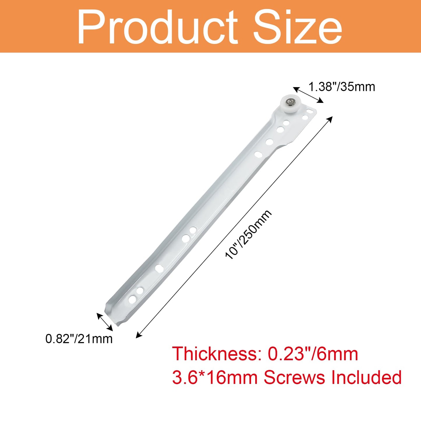 Suiwotin 1 Pair 10 Inch Drawer Slides, White Coated Steel Drawer Track, Removable Bottom Mount Drawer Rails with Smooth Sliding Nylon Wheels