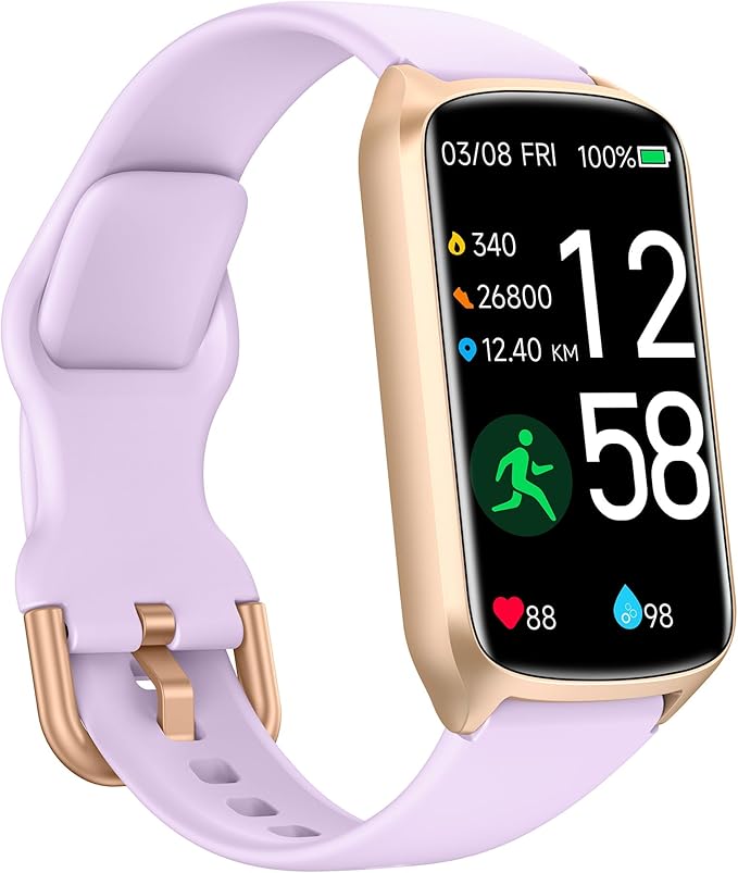 Health Fitness Tracker with 24/7 Heart Rate, Blood Oxygen, Blood Pressure, Sleep Tracker, 5ATM Waterproof Activity Trackers with Step Tracker, Pedometer (S & L Bands Included)