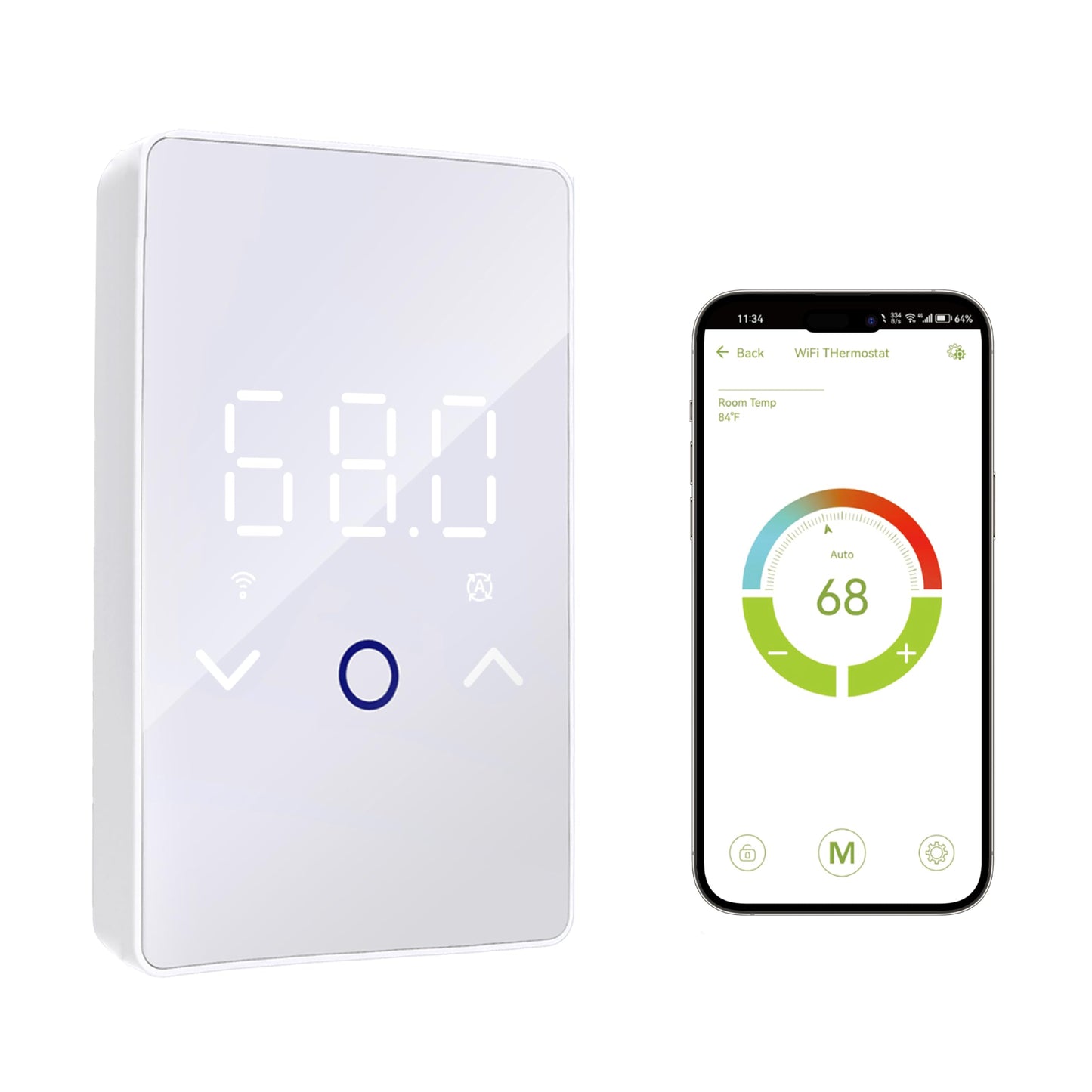 MAXKOSKO 2Pcs WiFi Smart Thermostat for Electric Floor Warming System with Touchscreen LED Display 120V/240V, Easy Connection & Energy Saving Home Programmable Thermostat White