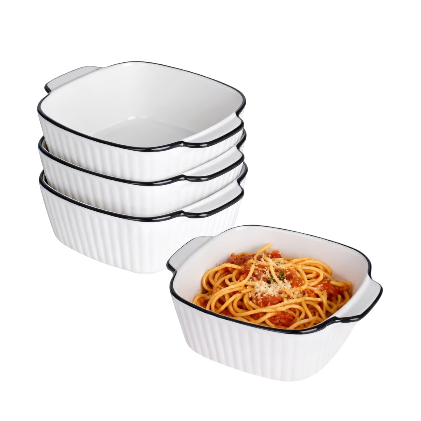 Vitrignis Mini Ceramic Baking Dishes Set Of 4-400ml Small Square Lasagne Dish For Air Fryer, Baking Dish, Pie Dishes For Oven - Small For Lasagne, Tiramisu, Baking Mould