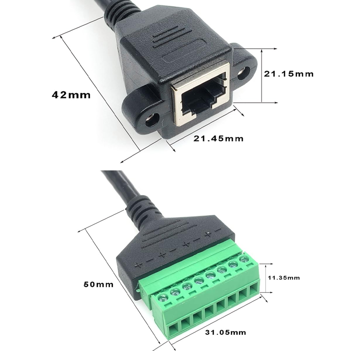 Teansic 4PCS 1ft RJ45 8 Connector,RJ45 8P8C Cat6 Cat5 Female Plug to Pin Screw Terminal Screw Terminal for Ethernet