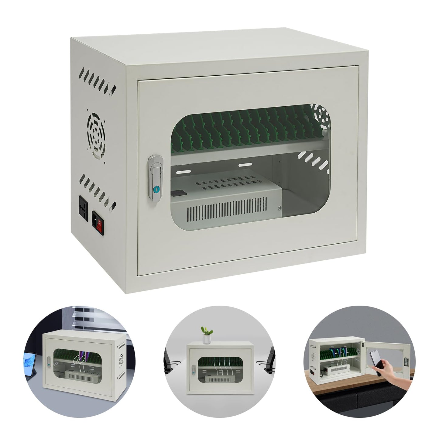 Rechargeable Mobile Phone Charging Cabinet,20 Slots Cell Phones Charging Station Portable Cellphone Charging Cart with Combination Lock, for Students and Employees, Tourists (20Slots)