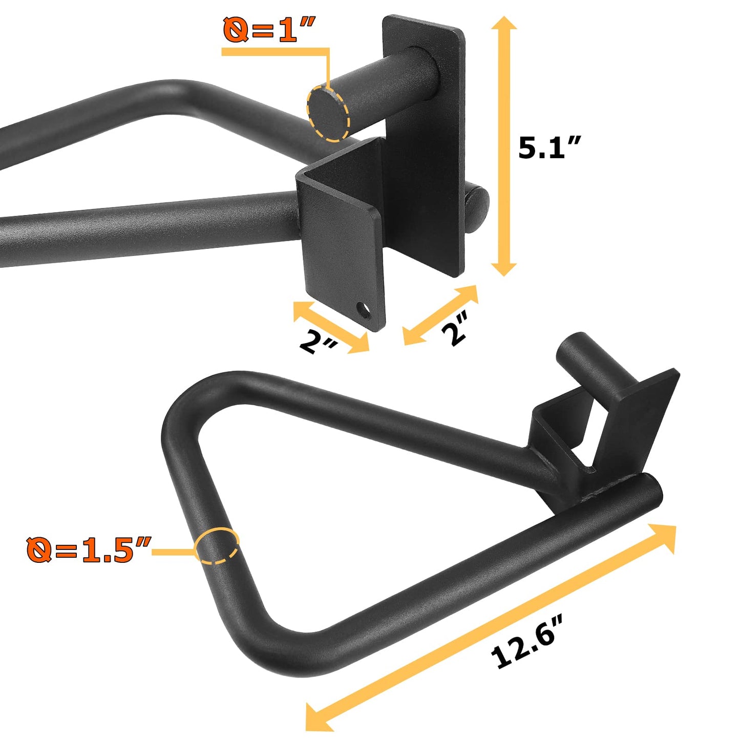 A2ZCARE Dip Bar Attachment for Squat Rack - Multi Grip Set of 2 for Strength Training, Pull up, Push up 2x2 inch Power Cage Squat Rack - Pair