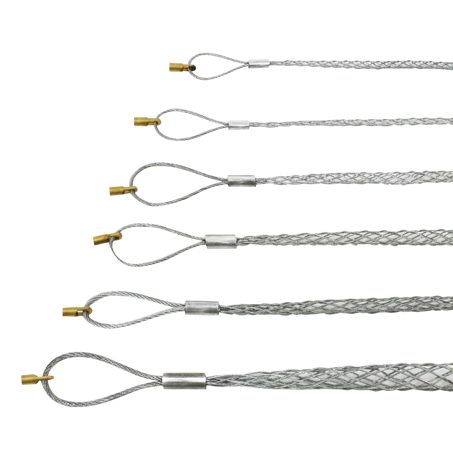 VGongTech Cable Pulling Grip Sock with 5mm Nut Flexible Eye Mesh Rope Cable Sock Kit Galvanizing Steel Antislip Pipe Cable Wire Pulling Grips Lassos 6 Set 4-25mm