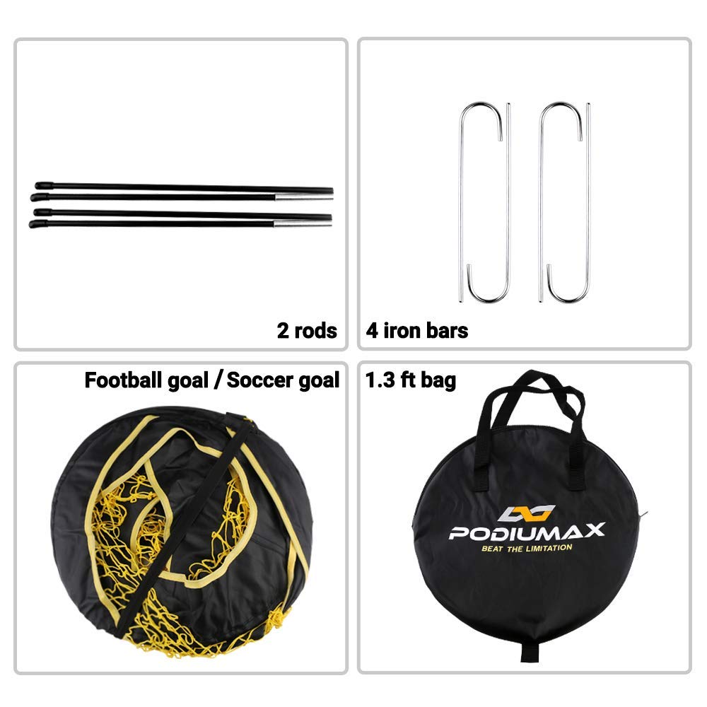 PodiuMax Kids Soccer Goal 2 in 1, Pop up Portable Soccer Goals for Backyard, Soccer Net for Kids Age 3 5 8, Indoor Outdoor Toddler Soccer Goal with Carry Bag, Improving Passing & Shooting Accuracy