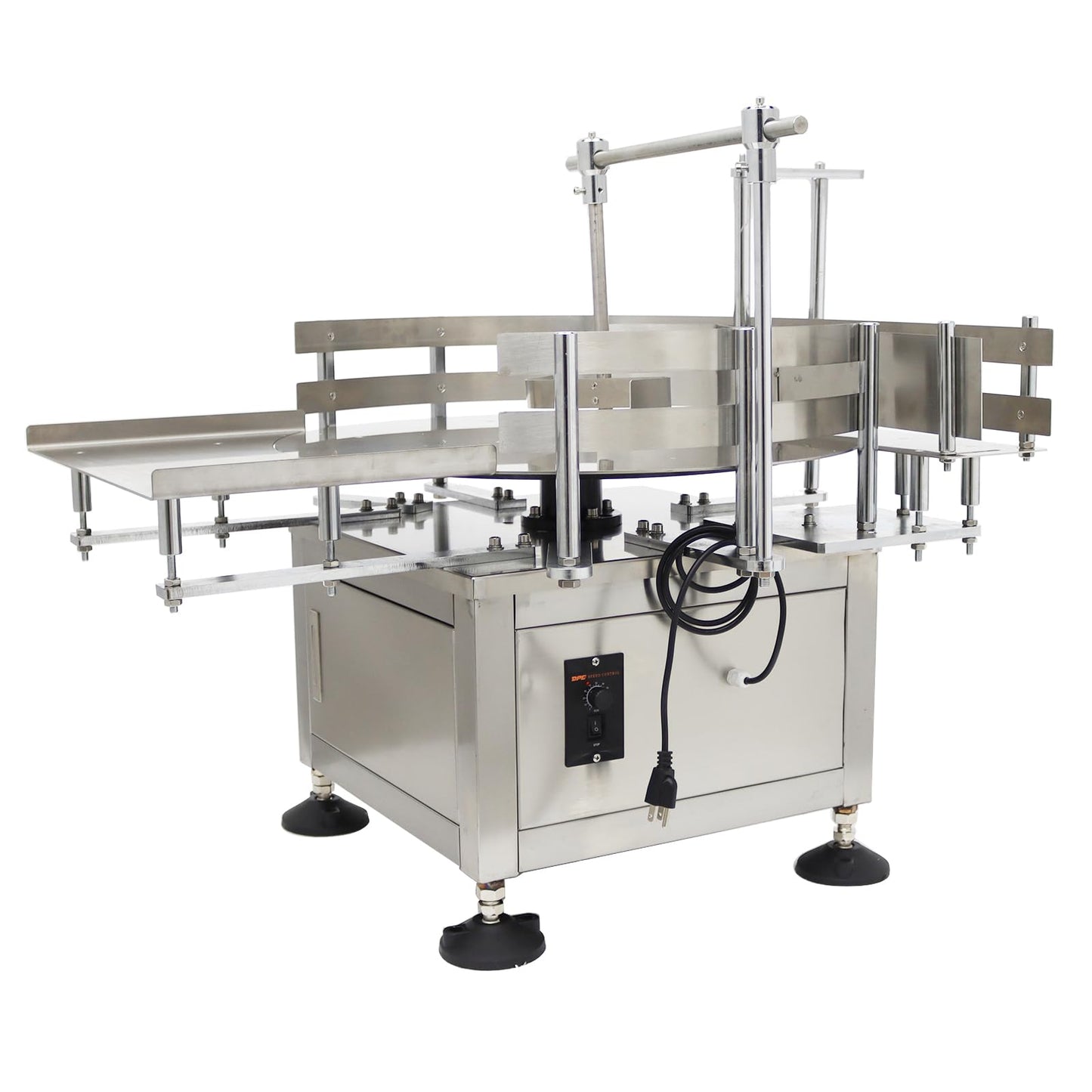 WYDDDARY Desktop Bottle Unscrambler Distributing Machine Automatic Bottle Accumulation Table Conveyor 23.6 inch Diameter Round Accumulation Table for Round Square Bottles Transfer 110V