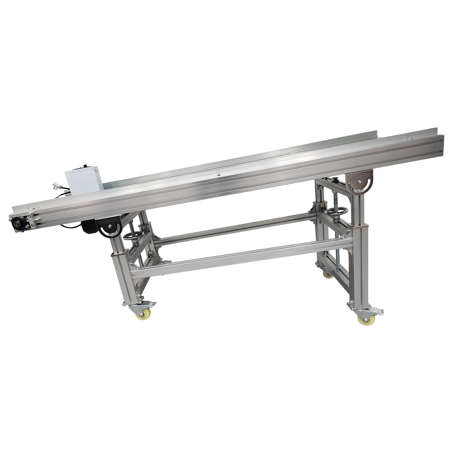 Yokoma PVC Conveyor Machine Belt Adjustable Speed Flat Conveyor Belt Systems on Wheels 70.9inch*19.7inch Aluminum 120W 110V Green