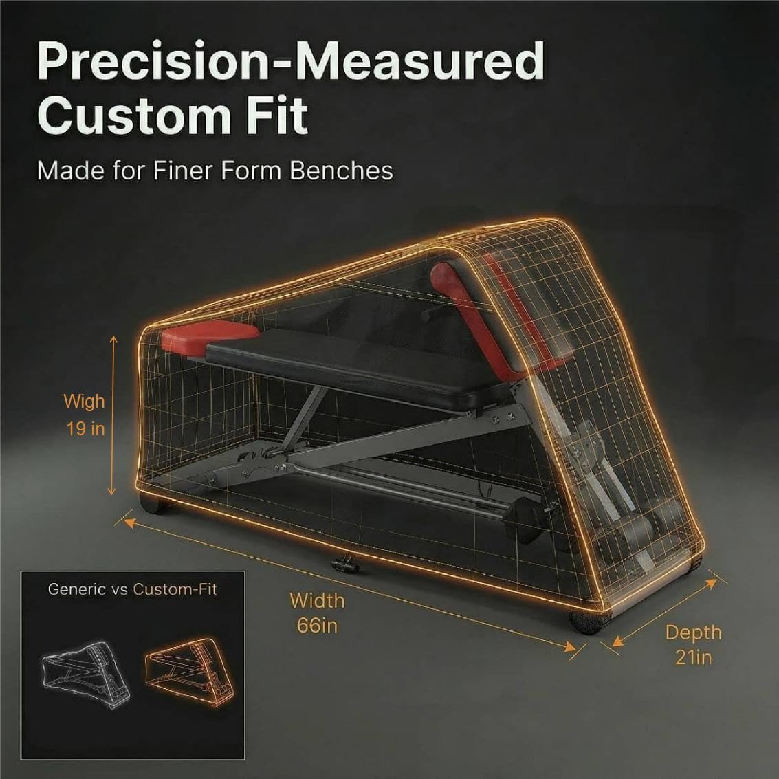 Multi-Functional Weight Bench cover, 66"L x 21"W x 19"H,Suitable for FID fitness chairs and Workout bench of similar dimensions, High-density Oxford fabric, featuring ventilation holes,Black