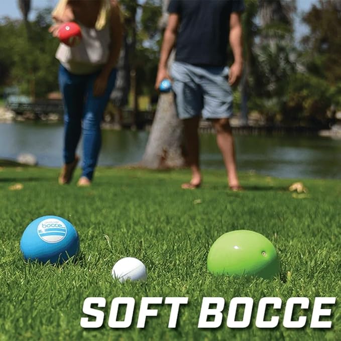 GoSports 90 mm Soft Bocce Set Includes 8 Weighted Balls, Pallino and Case, Play Indoors or Outdoors