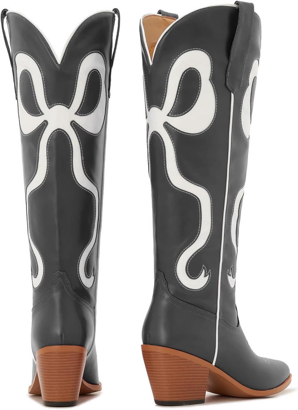 Skiennix Cowgirl Knee-High Boots - Stylish Pink Cowboy Boots for Women