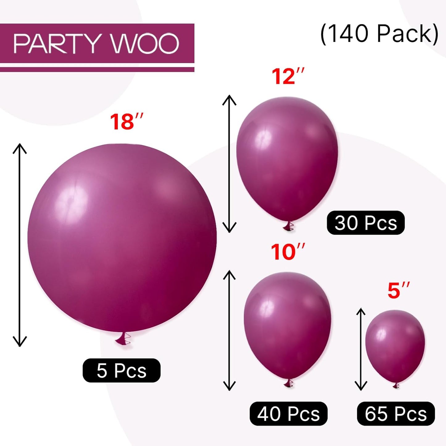 PartyWoo Dark Purple Balloons - 140-Piece Boho Balloon Arch Kit for Baby Showers & Birthdays | Dusty Plum & Royal Purple