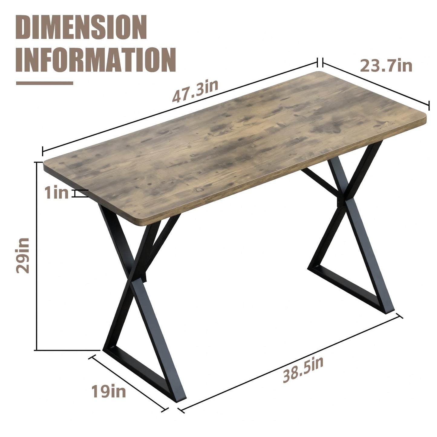 SMILHELTD Heavy Duty Office Desk 47.2" – 800 lbs Capacity, 45 lbs Net Weight Computer Workstation, 1" Thicker Desktop, Strong Metal Frame, No Wobble for Home Office Gaming Vintage Gray